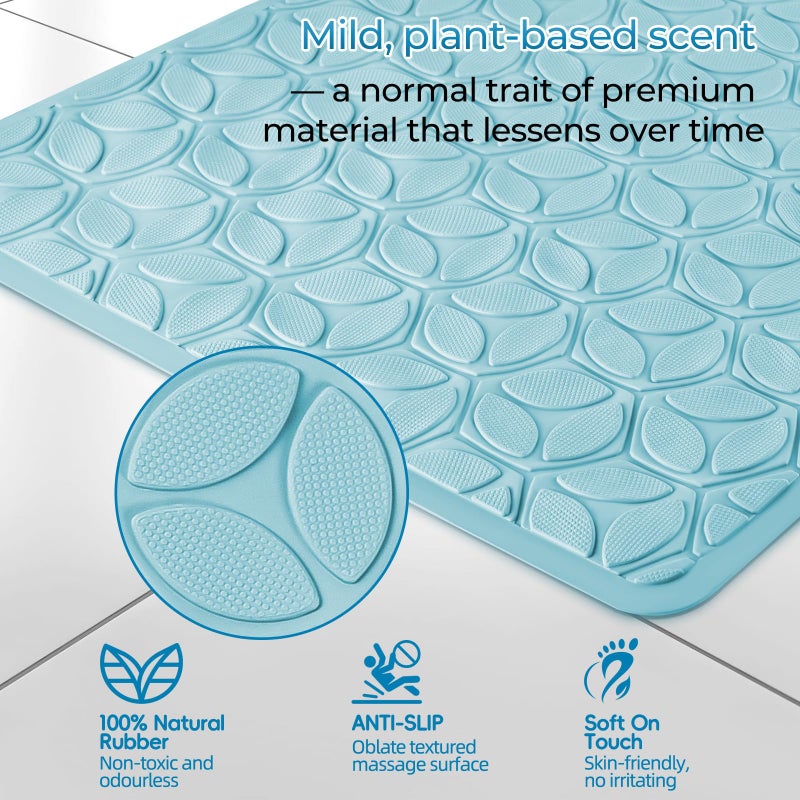 WRISIN Bathtub Mat Non Slip with Suction Cups - 100% Rubber Bathroom Mat Textured for Bath Tub Shower Safety - Soft on Touch - BPA/PVC Free - Pet Dog Bath Mat - Machine Washable - 16 ? 28 Inch(Blue) - Image 2